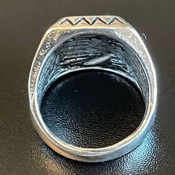 S925 silver black obsidian stone ring size 8 - Picture 4 of 8